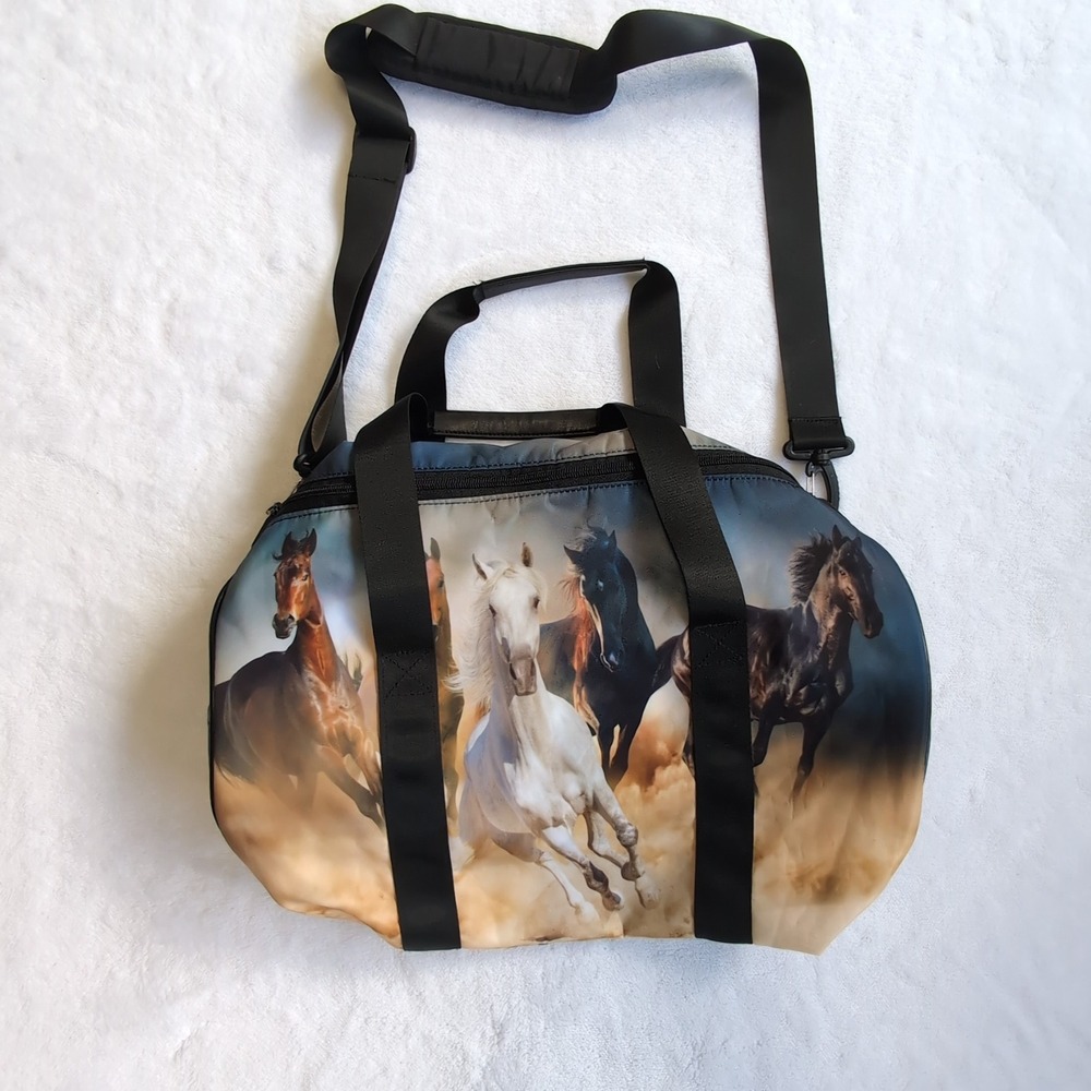 Horse Duffel Bag Equestrian‎ Print Gym Bag Running Horses Photo Western
